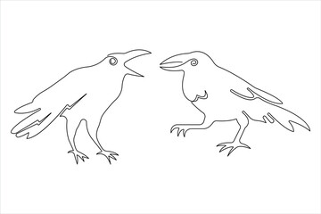 Crow design in one continuous line art drawing vector illustration
