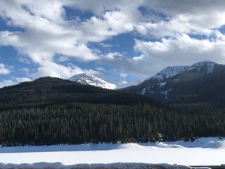 snow covered mountains