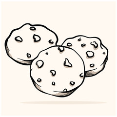 chocokate cookies With illustration style doodle and line art