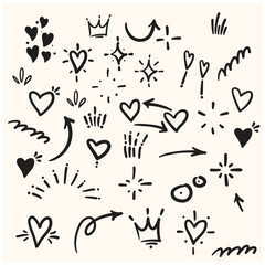 Doodle illustrations set With illustration style doodle and line art