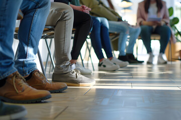 Business people waiting for job interview indoors.