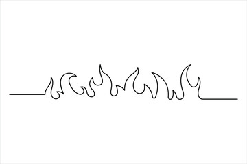 Continuous one line fire art drawing vector illustration