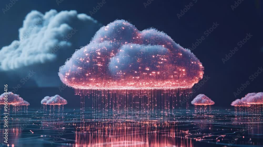 Aufkleber futuristic cloud computing concept with digital data connections