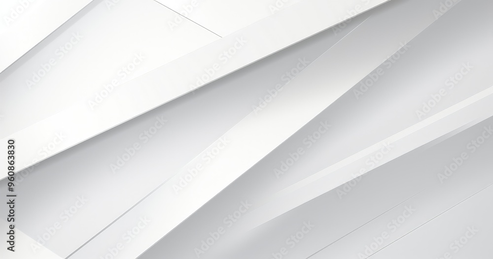 Poster A modern abstract design featuring layered white geometric shapes, creating a sense of depth and texture.