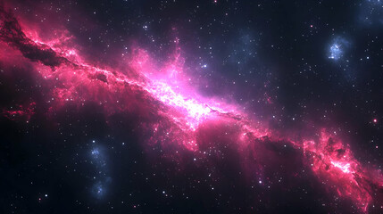 Naklejka premium Pink Nebula In Deep Space With Stars