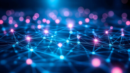 Abstract Network Connection Technology Blue And Pink Digital Cyberspace Internet Communication Global Modern Futuristic Data Abstract Backg