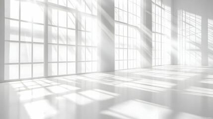 Obraz premium Sunbeams Streaming Through Windows in White Room