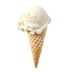 Vanilla Ice Cream Cone Isolated on Transparent 