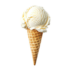 Vanilla Ice Cream Cone Isolated on Transparent Background Top View