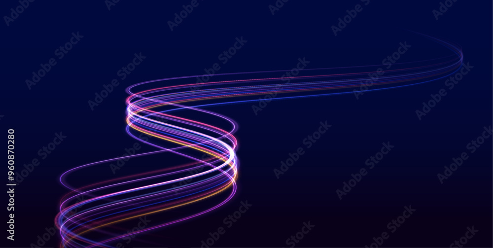 Poster low-poly construction of fine lines. abstract long exposure dynamic speed light trails background. s