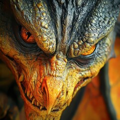 Naklejka premium Mythical creature with glowing eyes in a fantasy world