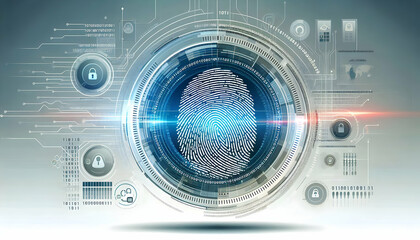 Flat Abstract Digital Fingerprint with Binary Code on Isolated White Background - Symbolizing Digital Identity and Data Security in Frontier Technology - Smart Business Vector Illustration