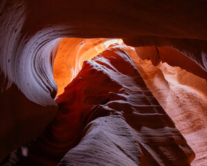 Light reflecting off of formations in Canyon X near Page, Arizona.