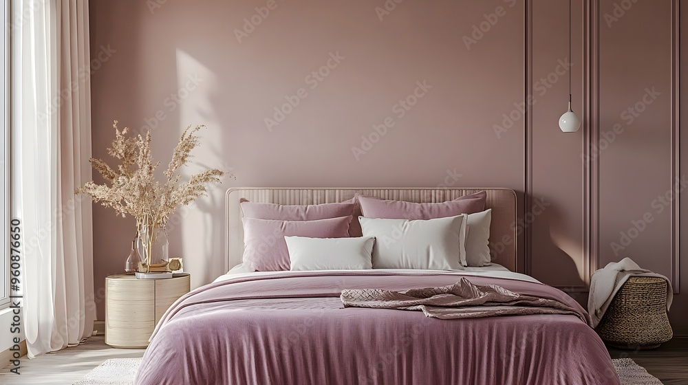 Aufkleber mauve bedroom oasis with soft and soothing color scheme for tranquil relaxing retreat a serene and e