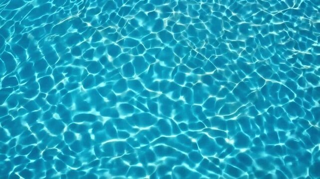 Moving light patterns on the pool floor of a sunny day. Top view - Generative AI