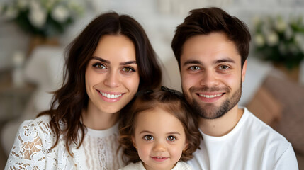 Fototapeta premium Happy Family Mother Father And Children Home