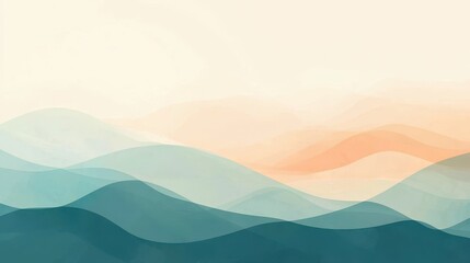 Abstract Watercolor Mountain Landscape Illustration