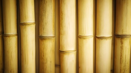 Bamboo Wood Texture with Distinct Vertical Lines and Light Yellowish Tones Representing the Natural Growth Pattern of the Bamboo Plant