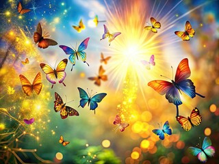 vibrant colorful neural connections resembling a kaleidoscope of butterflies fluttering amidst a radiant warm sunny day with soft focus