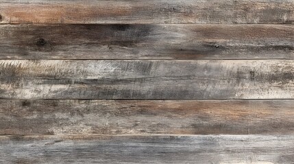 Fototapeta premium Detailed close up photograph showcasing the aged weathered appearance and rough surface of a reclaimed barn wood texture in muted brown and grey tones creating a rustic vintage
