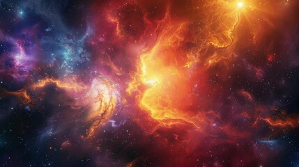 Naklejka premium A Cosmic Dance of Light and Gas in a Starry Sky