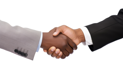 PNG 2 businessmen wearing suit shaking hand handshake white background agreement.
