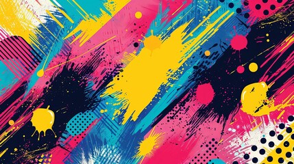 Abstract Colorful Paint Splashes and Strokes Background