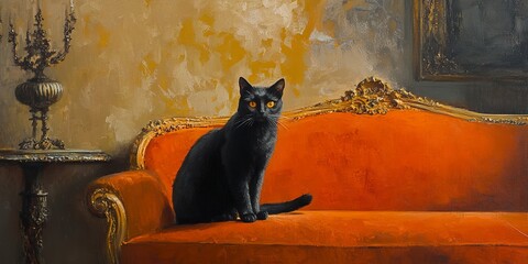 The black cat in living-room