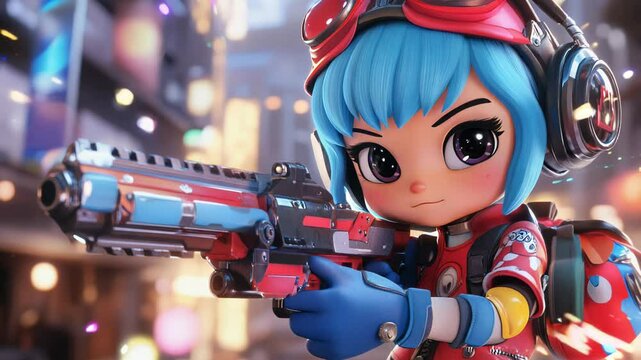 cute cartoon characters shooting game Video 4K