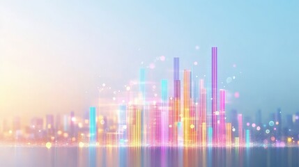 Dynamic Digital Bar Graph Showcasing Company Performance Metrics on a Virtual Dashboard
