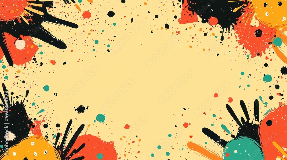 Poster abstract colorful paint splatter background with copy space