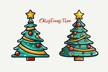 Christmas trees collection with holidays concept.