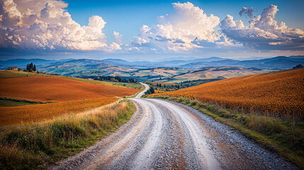 Open Road in Tuscany Landscape Italy Europe