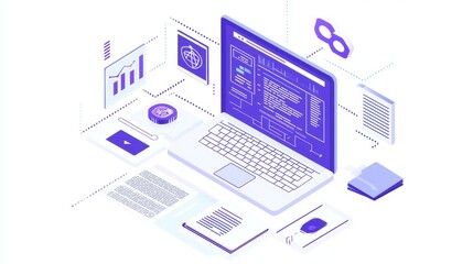 Laptop  Data Analysis  Business  Technology   Network  Code  Development  Digital  Web  Information  Cloud  Diagram  Illustration  Graphic  Design   D