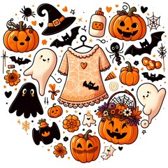 Happy Halloween Doodle Heart