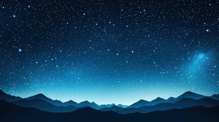 Naklejka premium Night Sky with Stars Over Mountains