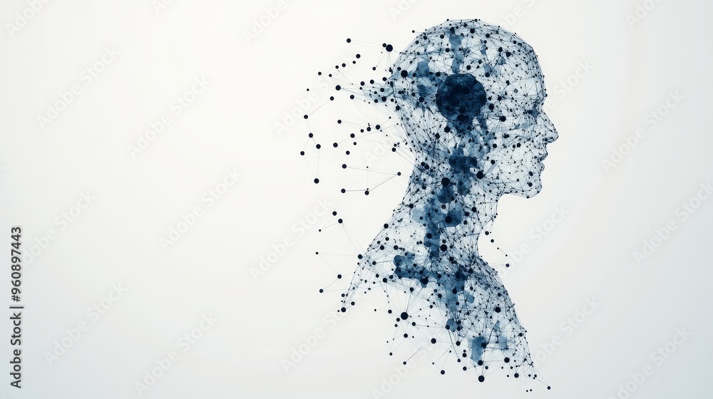 Aufkleber a human silhouette of data points showcasing big data and ai integration in technology