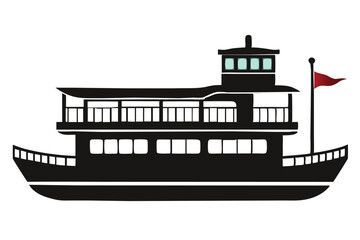 Obraz premium riverboat silhouette vector illustration 