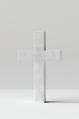 Naklejka premium A simple, minimalist white cross on a plain background, symbolizing purity and faith.