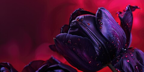 Dark purple Parrot Tulip bud, botanical designation Tulipa Black Parrot