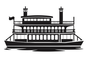 riverboat silhouette vector illustration 
