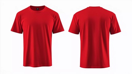 
Blank red t shirt front and back mockup, plain cotton tshirt mock up design template. T shirt design template, nice tee shirt isolated on white background