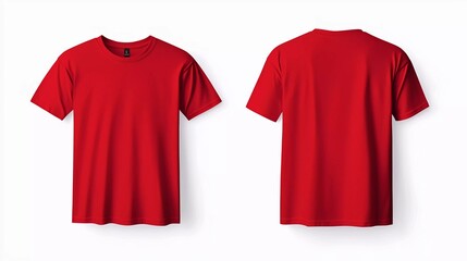
Blank red t shirt front and back mockup, plain cotton tshirt mock up design template. T shirt design template, nice tee shirt isolated on white background