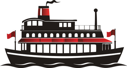 Obraz premium riverboat silhouette vector illustration 