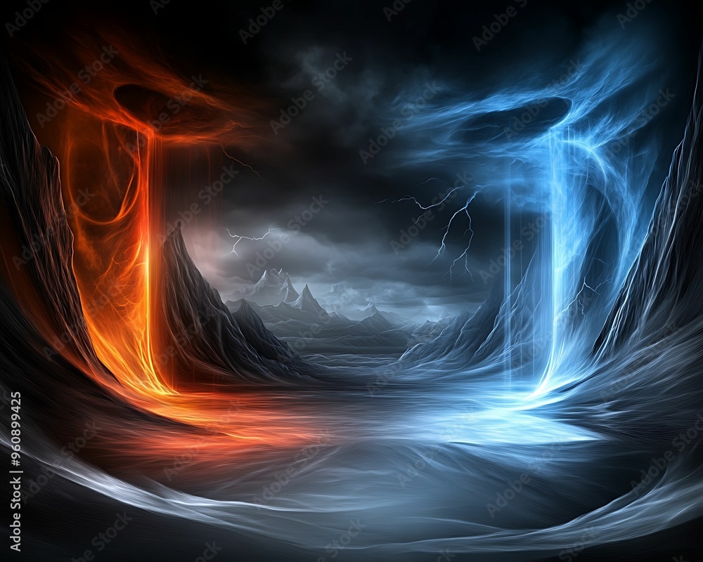 Poster enchanted dreamscape: surreal fantasy world in sharp color pencil style desktop background