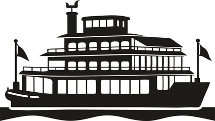 Obraz premium riverboat silhouette vector illustration 