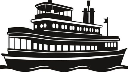 Obraz premium riverboat silhouette vector illustration 