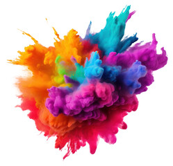 Fototapeta premium PNG Rainbow holi paint color powder explosion purple white background creativity.