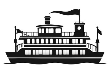 riverboat silhouette vector illustration 