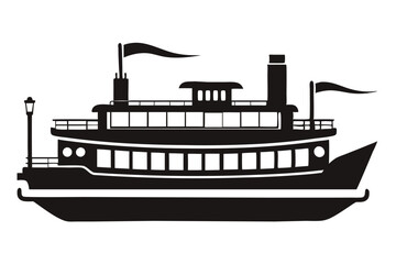 Obraz premium riverboat silhouette vector illustration 